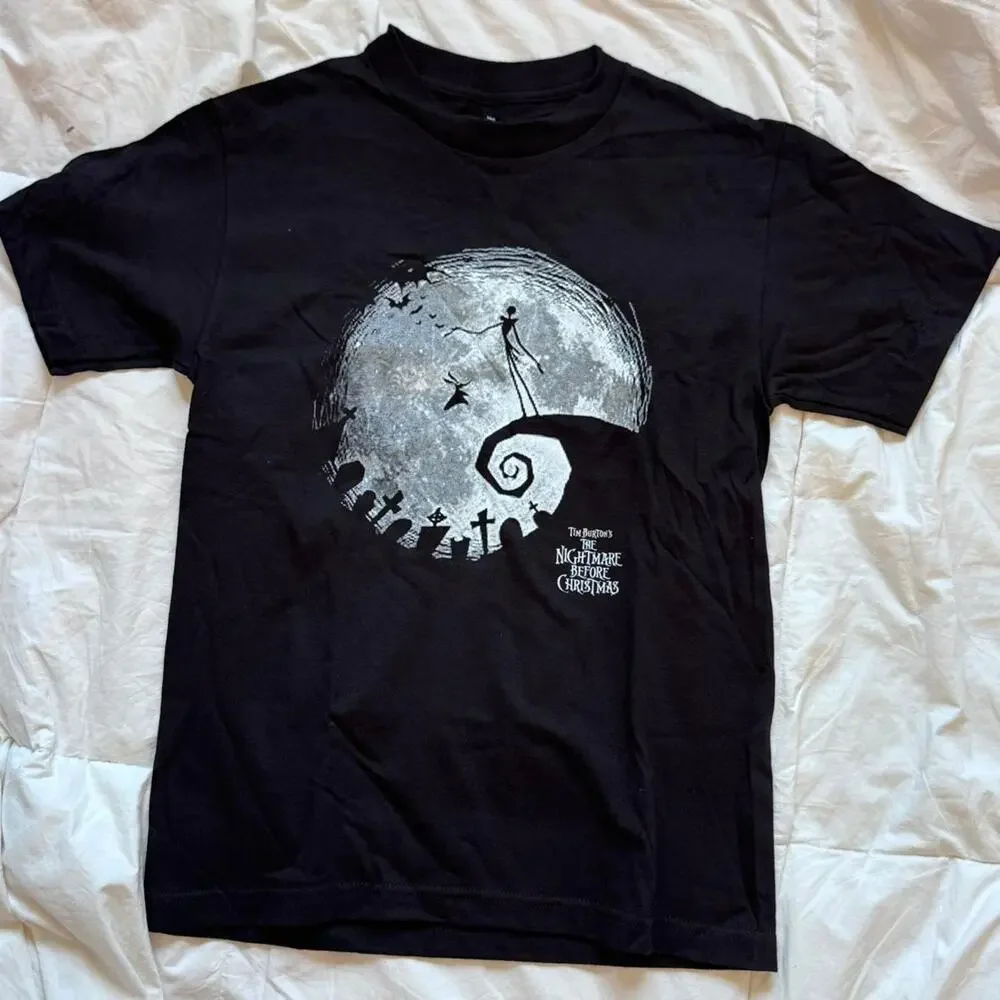 Nightmare before christmas black graphic t shirt S emo goth y2k hot topic casual